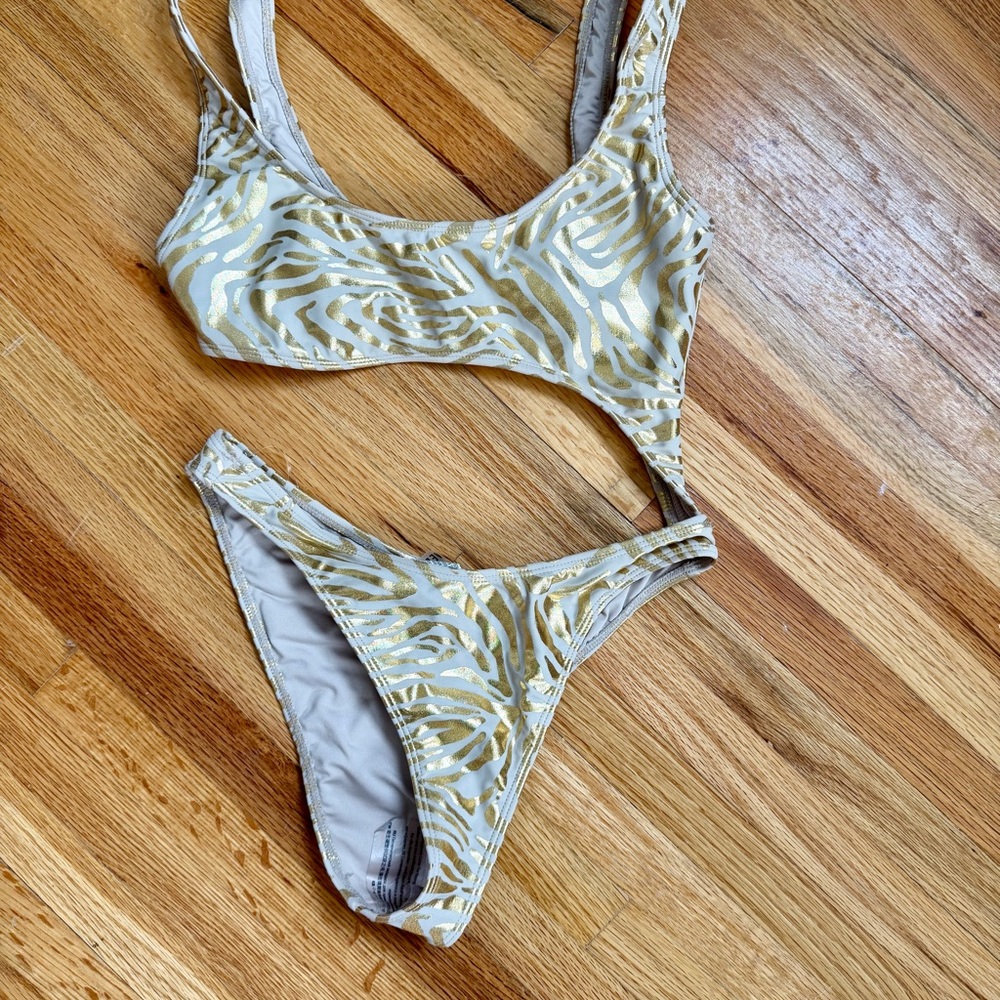 Gold and Cream Cut Out Bikini